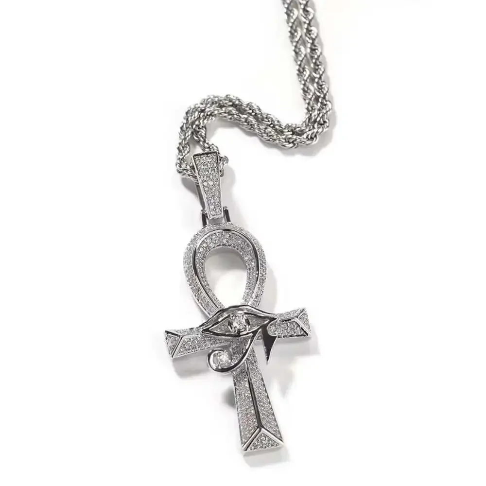 Silver Ankh Cross Pendant With 14 Ad